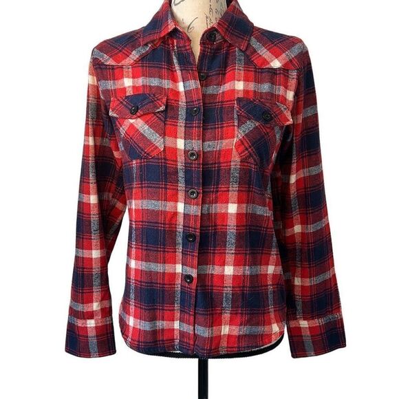 Molikai Surf Red Plaid Flannel Long Sleeve Button Shirt Jr L - Picture 1 of 6